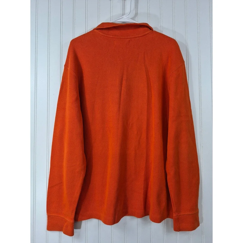 Polo Ralph Lauren Mens Orange 100% Cotton 1/4 Zip Pullover Sweater Large Preppy